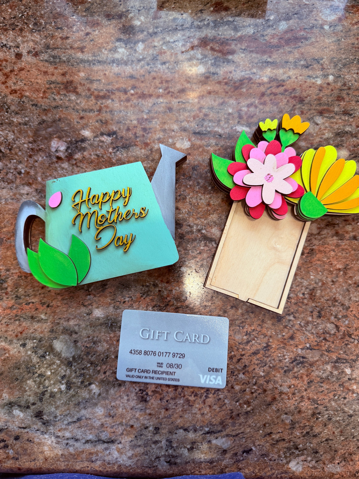 Mother’s Day Gift Card Holder | Birthday & Thank You Watering Can | Hand-Painted Wood