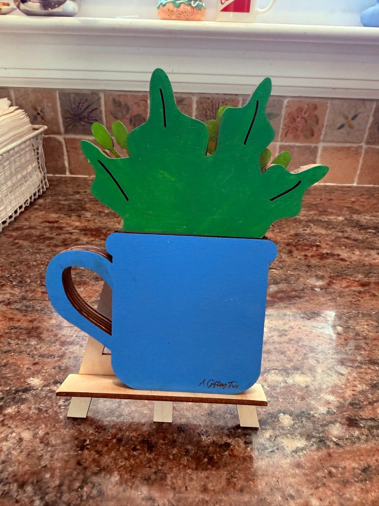 Mother’s Day Gift Card Holder | Birthday & Thank You Flower Mug | Hand-Painted Wood