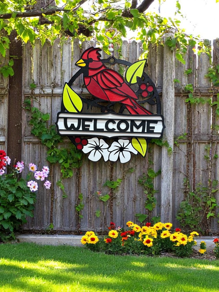 3D wooden sign Outdoor cardinal welcome sign