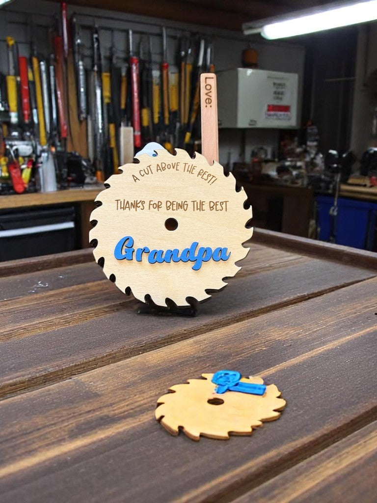 Father’s Day or Grandpa Gift Card Holder – Saw Blade Keepsake for Handy Men
