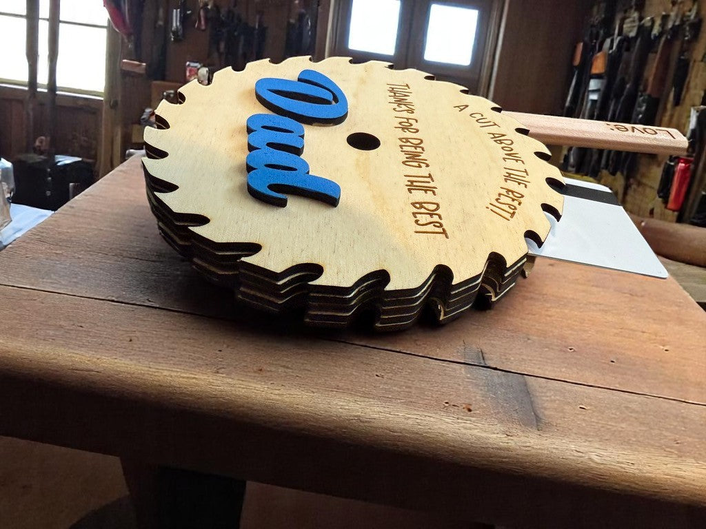 Father’s Day or Grandpa Gift Card Holder – Saw Blade Keepsake for Handy Men