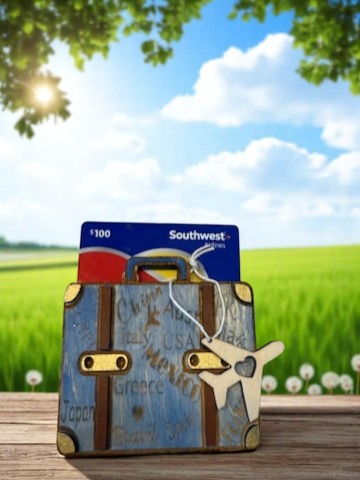 Travel Suitcase Gift Card Holder | Handmade Wooden Travel Gift for Wander lovers | Unique Adventure Keepsake