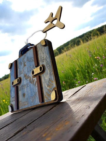 Travel Suitcase Gift Card Holder | Handmade Wooden Travel Gift for Wander lovers | Unique Adventure Keepsake