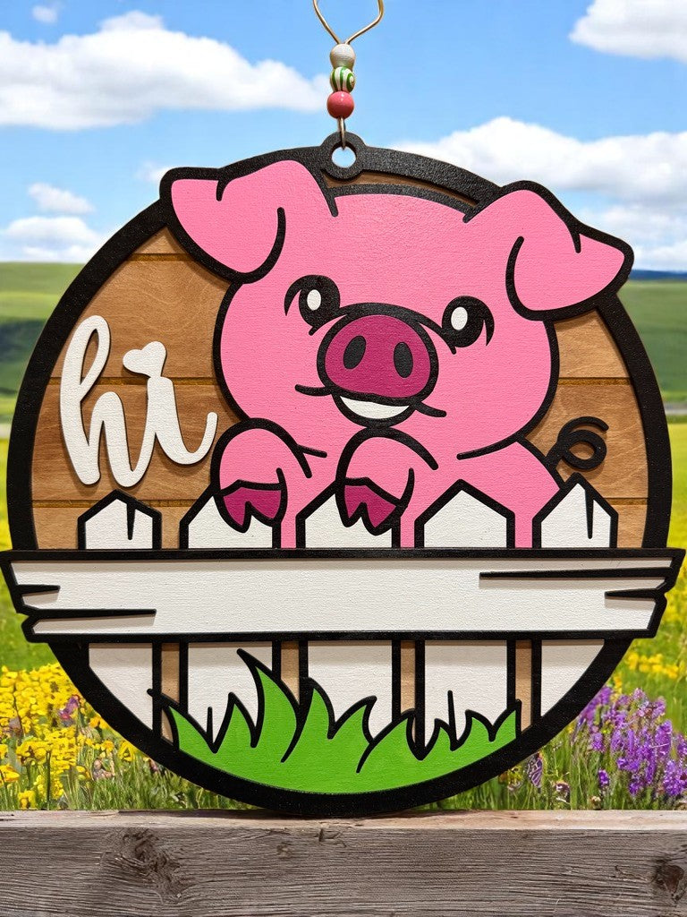 Farmhouse Pig Sign | Handcrafted Wooden Pig Decor with Rustic Barnyard Charm