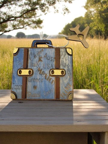 Travel Suitcase Gift Card Holder | Handmade Wooden Travel Gift for Wander lovers | Unique Adventure Keepsake