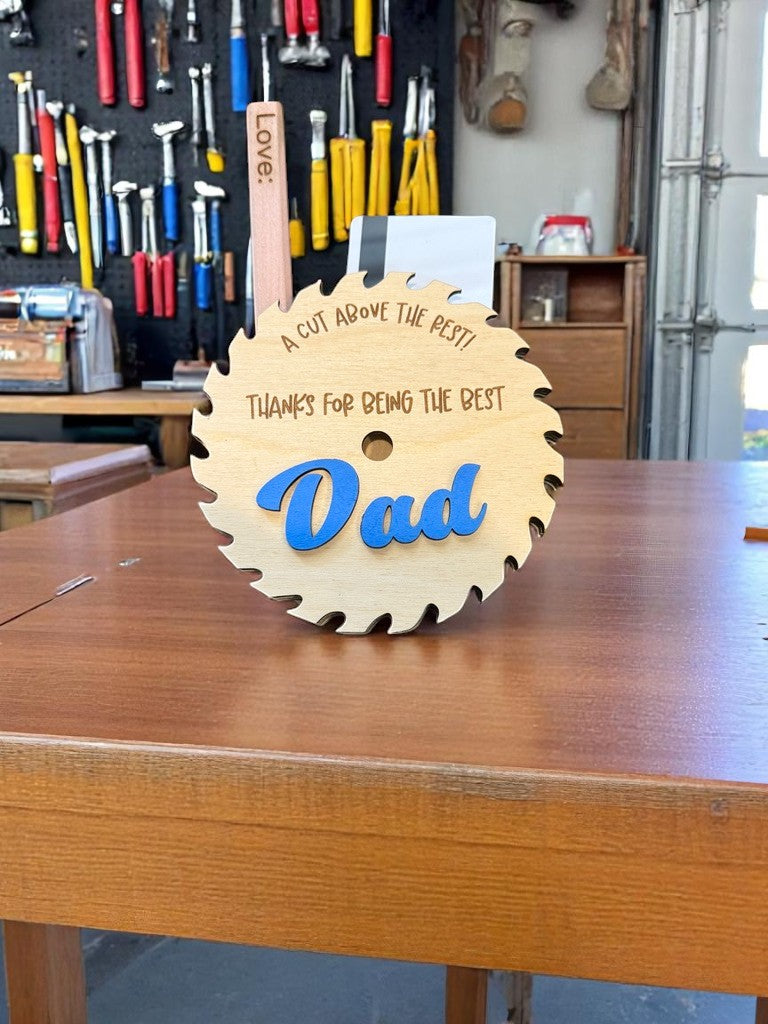 Father’s Day or Grandpa Gift Card Holder – Saw Blade Keepsake for Handy Men