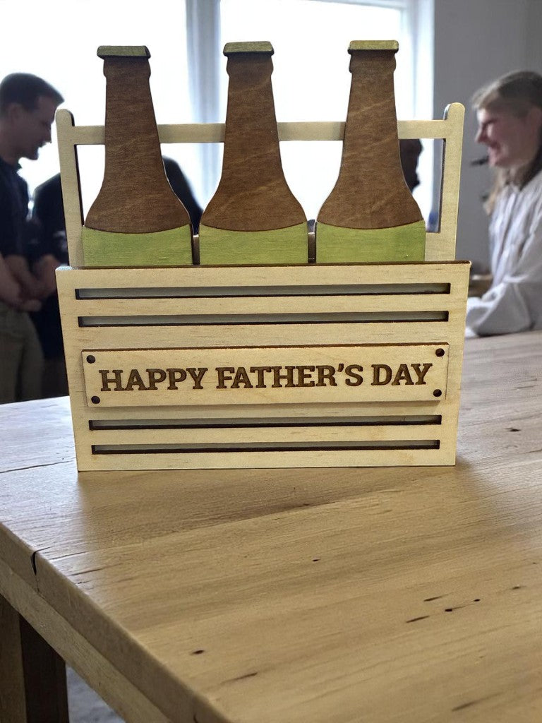 Beer Bottle Wooden Gift Card Holder – Funny Handmade Gift for Dad or Birthday, Rustic Keepsake Crate Style