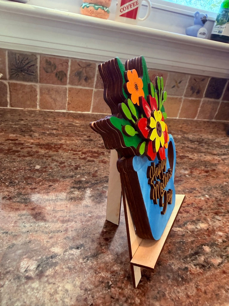Mother’s Day Gift Card Holder | Birthday & Thank You Flower Mug | Hand-Painted Wood