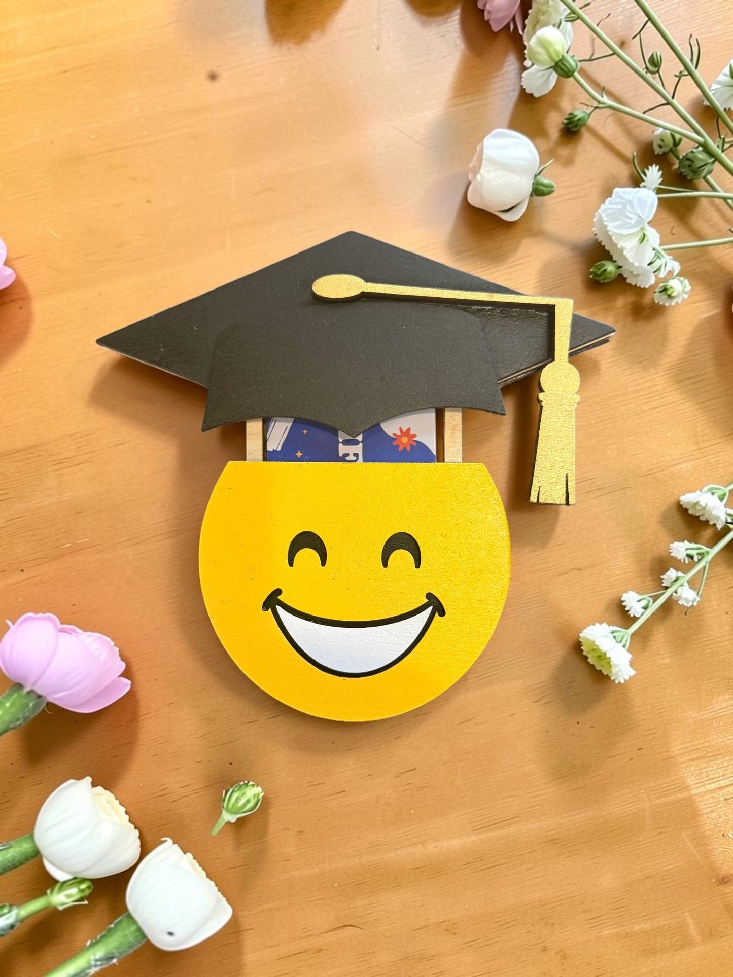 Graduation Happy Face Gift Card Holder – Hidden Gift Card Reveal – Premium Graduation Gift – Fun Graduation Gift Idea