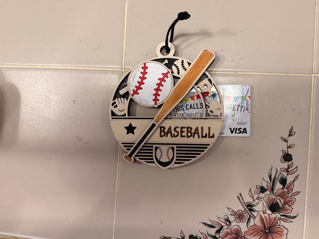 Personalized Sports Medallion Gift Card Holder | Hand Painted 3D Wood Sport Medal | Handcrafted