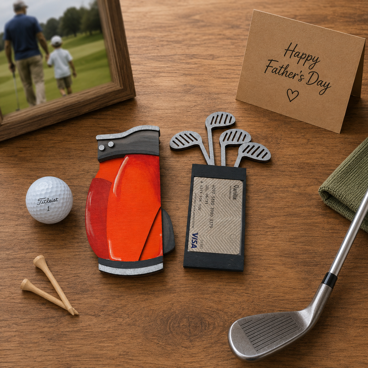Golf Bag Gift Card Holder | Father's Day Gift | Handmade Wood