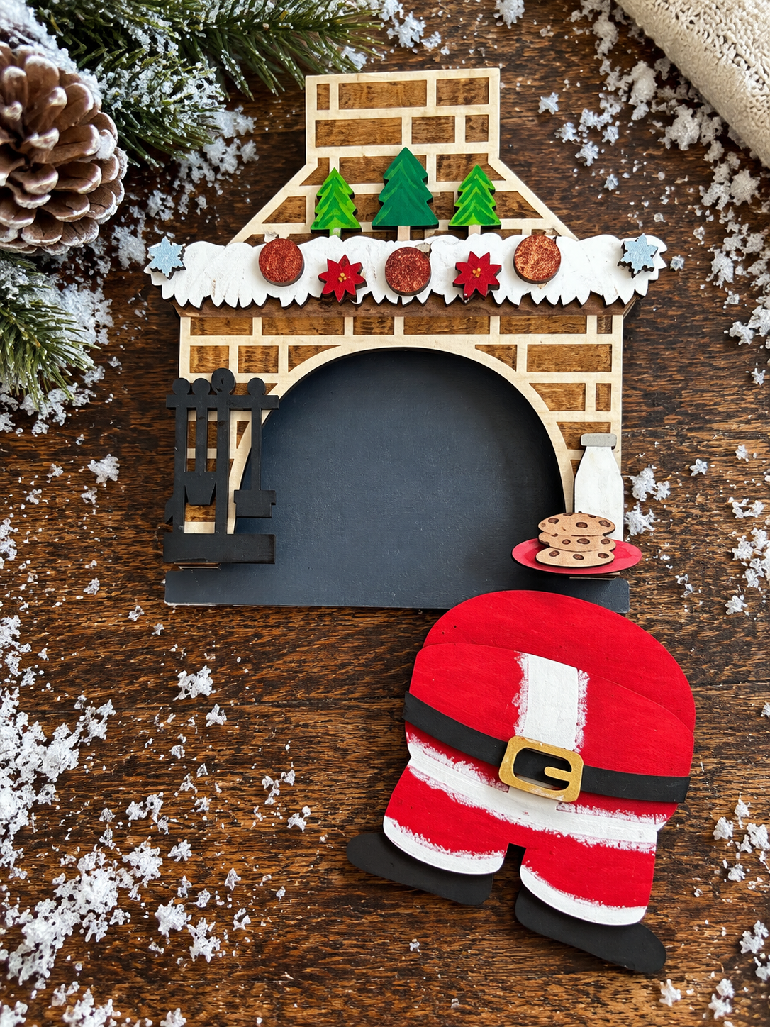 Santa Stuck in Chimney Gift Card Holder | Wood Santa Chimney | Handcrafted Christmas