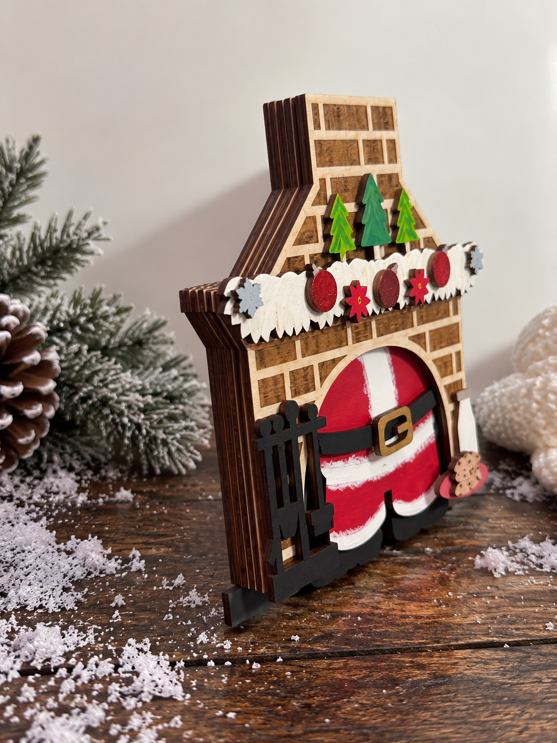 Santa Stuck in Chimney Gift Card Holder | Wood Santa Chimney | Handcrafted Christmas