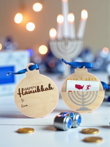 Hanukkah Ornament Gift Card Holder – Handmade Wooden Holiday Gift Idea