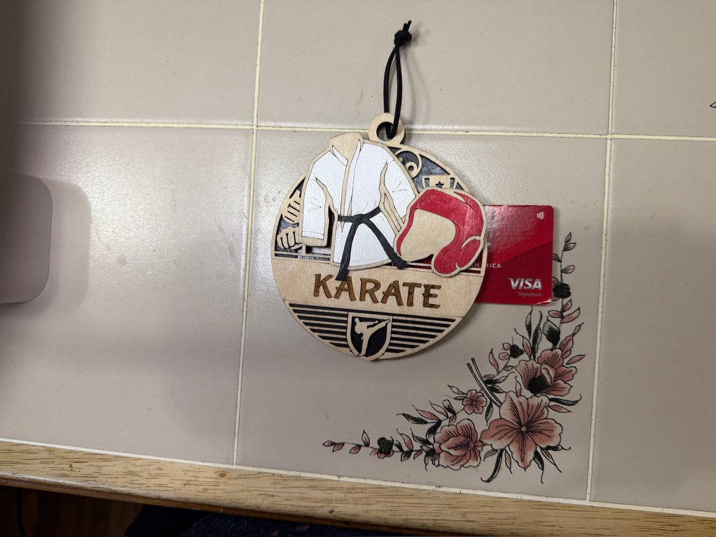 Personalized Sports Medallion Gift Card Holder | Hand Painted 3D Wood Sport Medal | Handcrafted