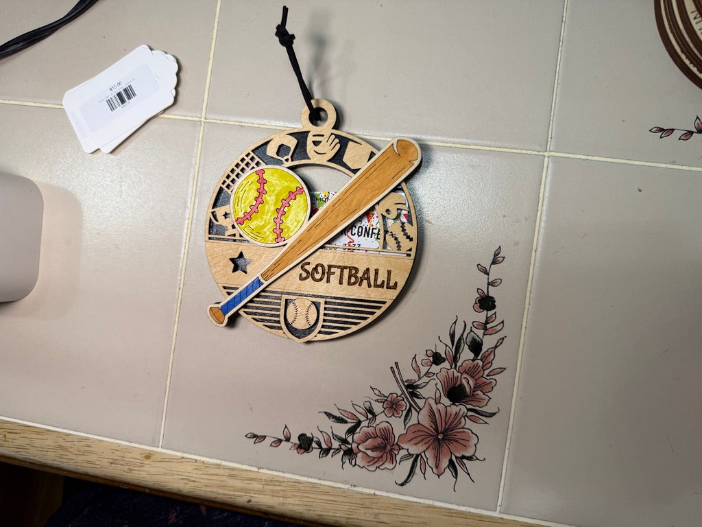 Personalized Sports Medallion Gift Card Holder | Hand Painted 3D Wood Sport Medal | Handcrafted