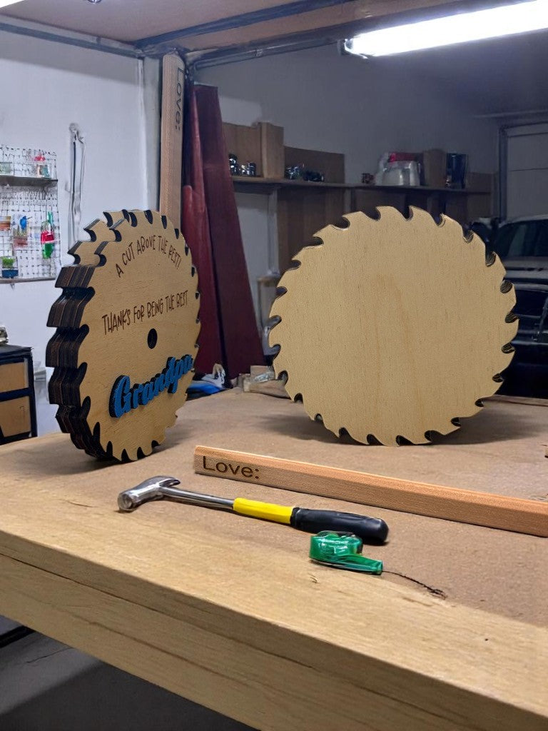 Father’s Day or Grandpa Gift Card Holder – Saw Blade Keepsake for Handy Men