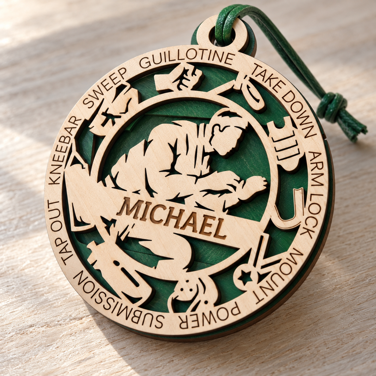 Jiu Jitsu Gift Card Holder | Personalized Wood Jiu Jitsu Medallion | Handcrafted
