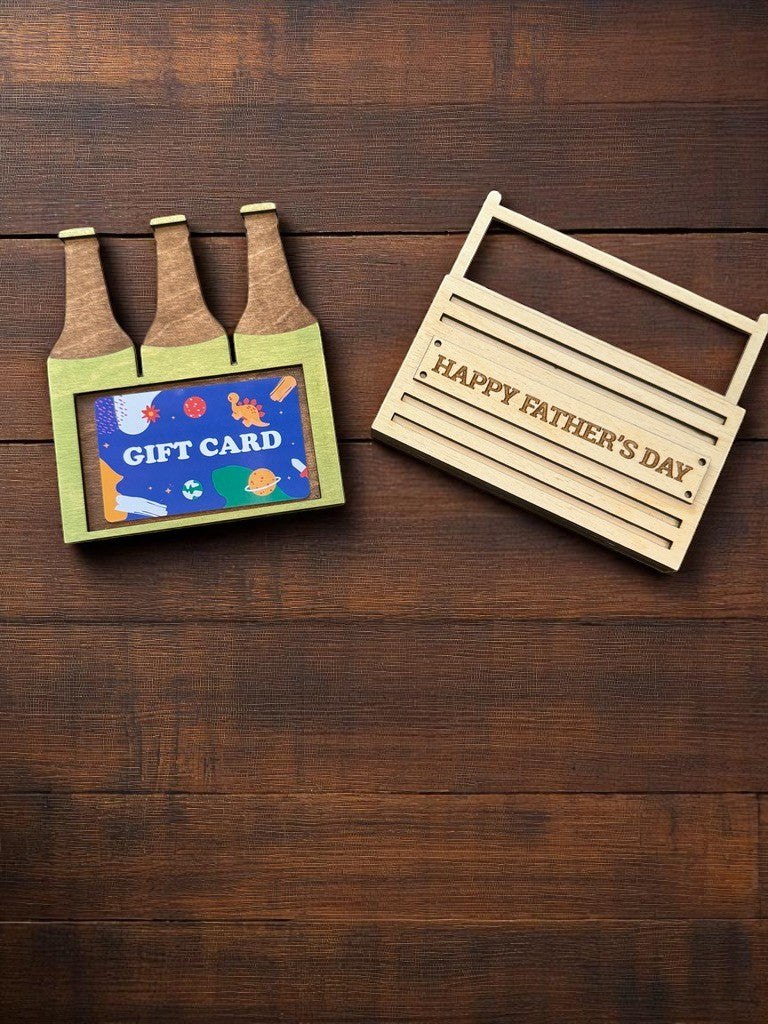Beer Bottle Wooden Gift Card Holder – Funny Handmade Gift for Dad or Birthday, Rustic Keepsake Crate Style