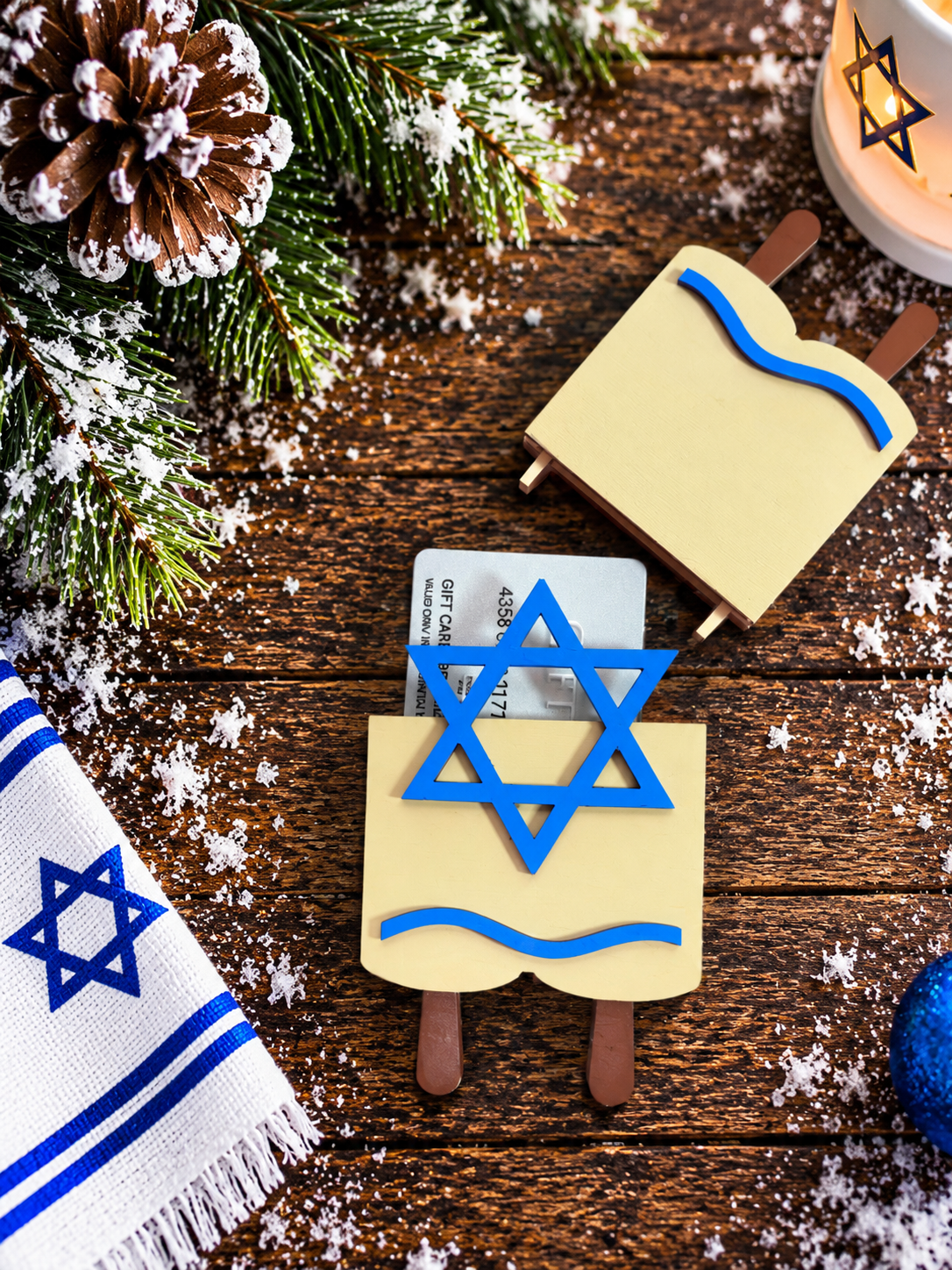 Torah Scroll Gift Card Holder | Wood Hanukkah Torah Gift | Handcrafted Jewish Gift
