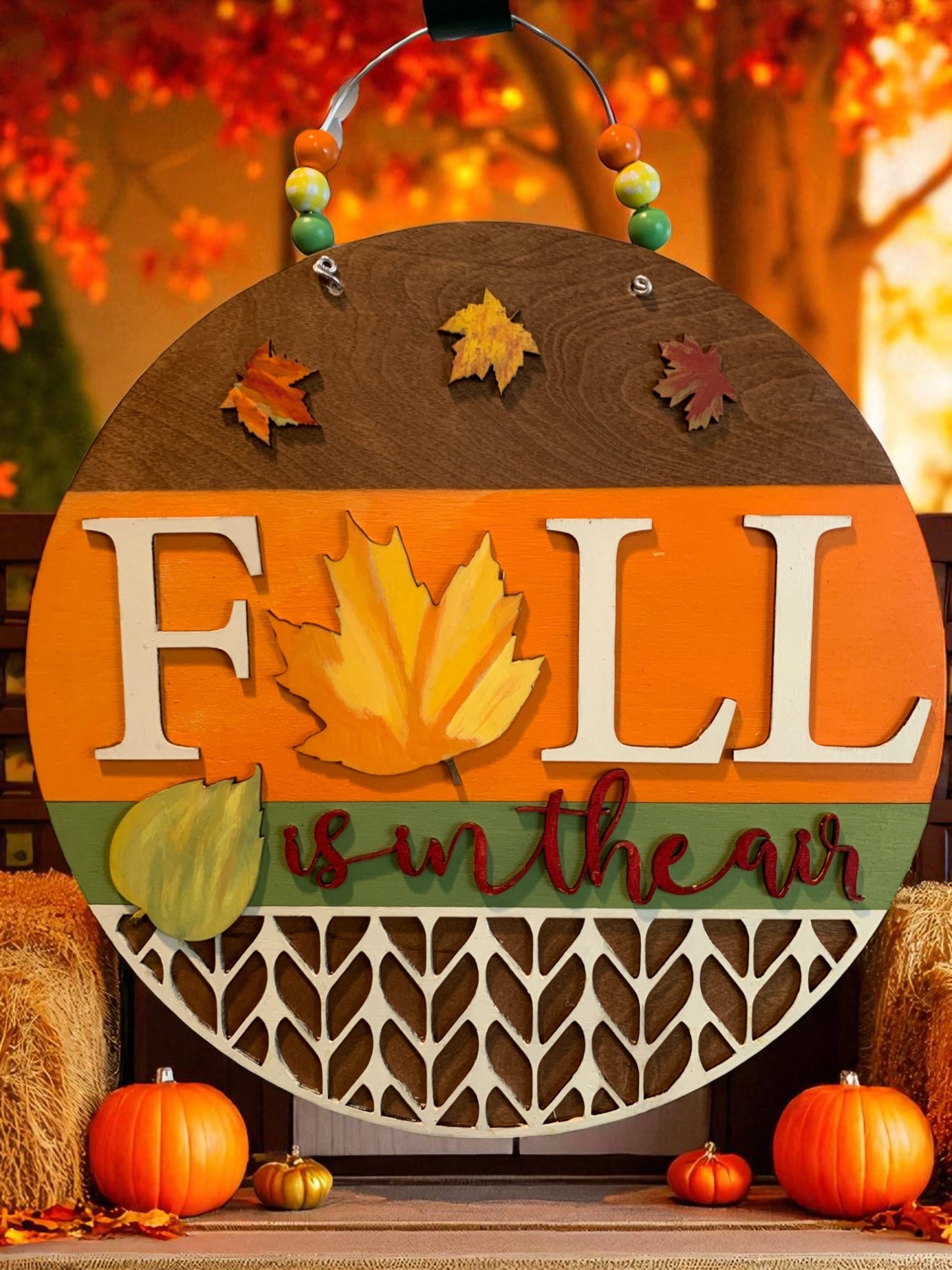 Fall Is in the Air Wooden Sign – Handmade Rustic Autumn Porch & Wall Décor