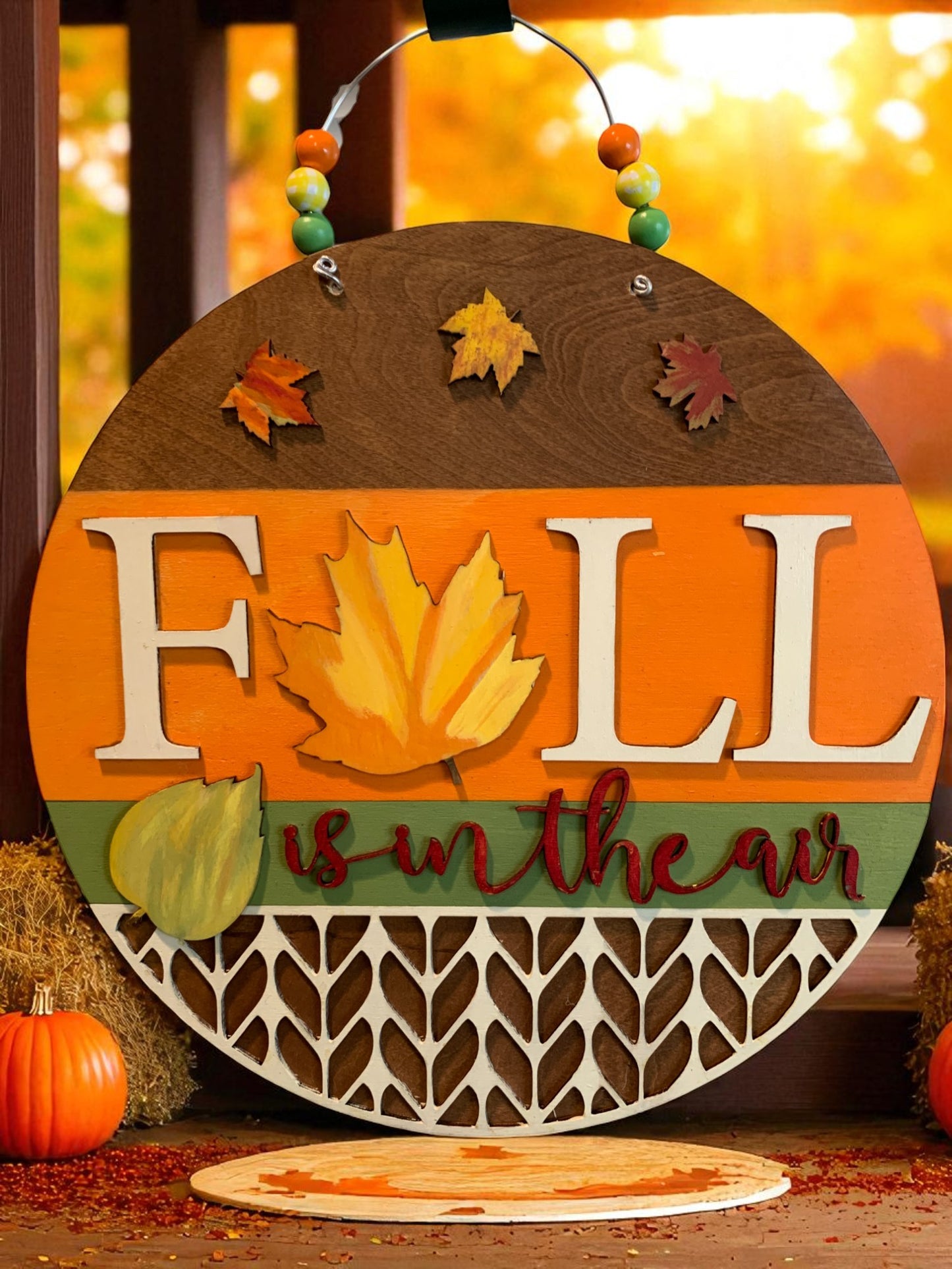 Fall Is in the Air Wooden Sign – Handmade Rustic Autumn Porch & Wall Décor