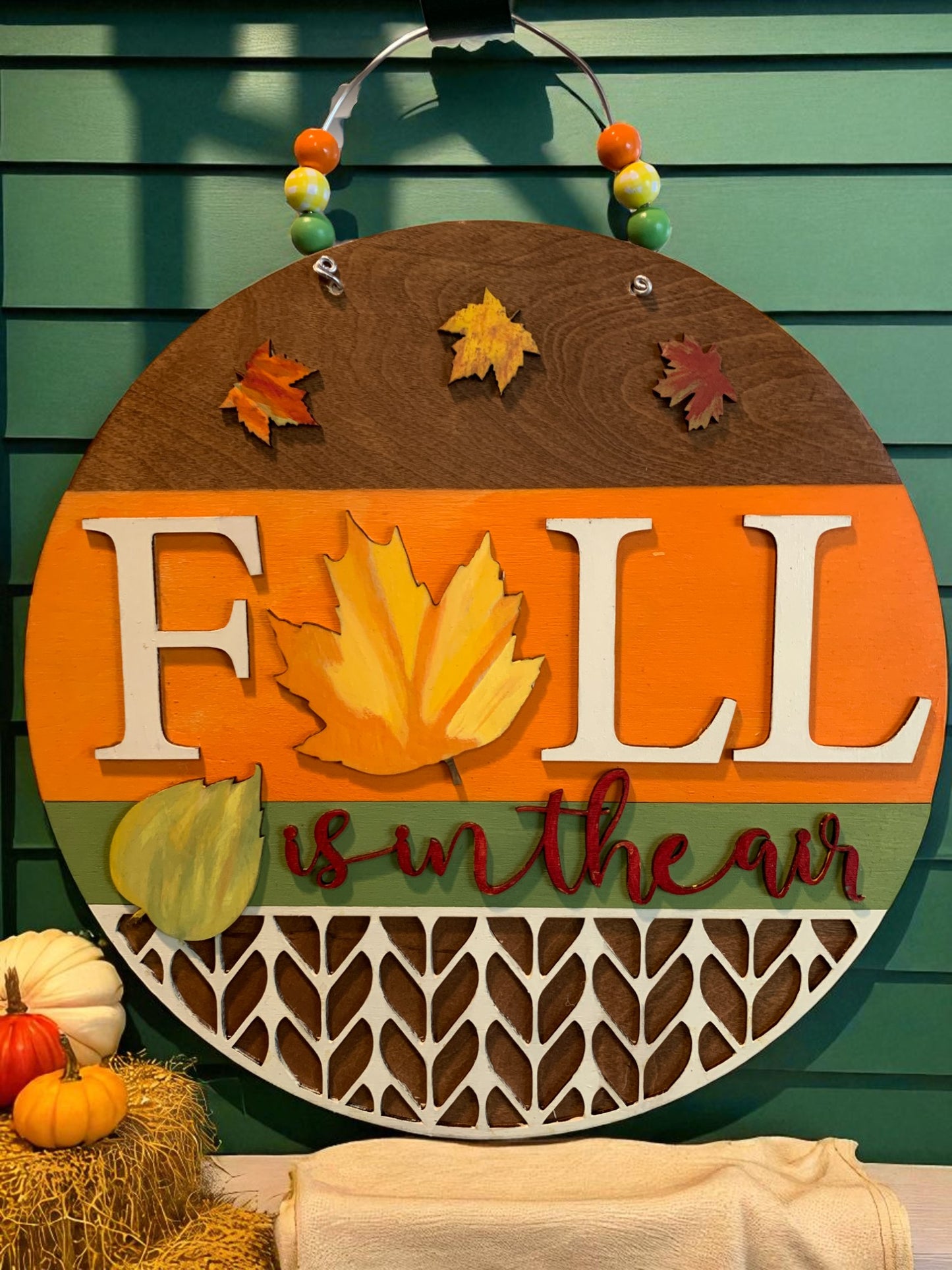 Fall Is in the Air Wooden Sign – Handmade Rustic Autumn Porch & Wall Décor