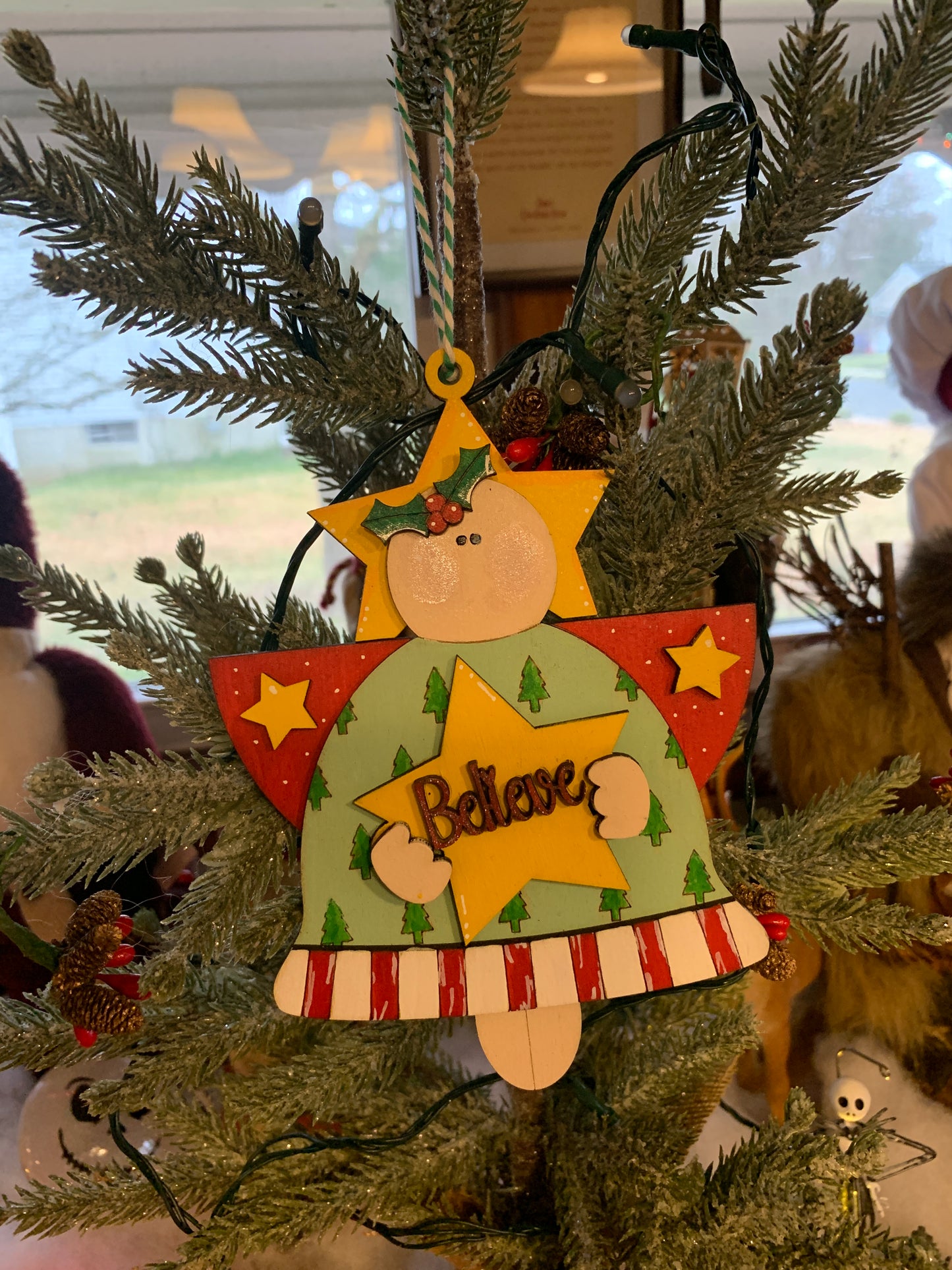 Handmade Wooden Angel Christmas Ornaments – Believe & Merry and Bright Holiday Decor