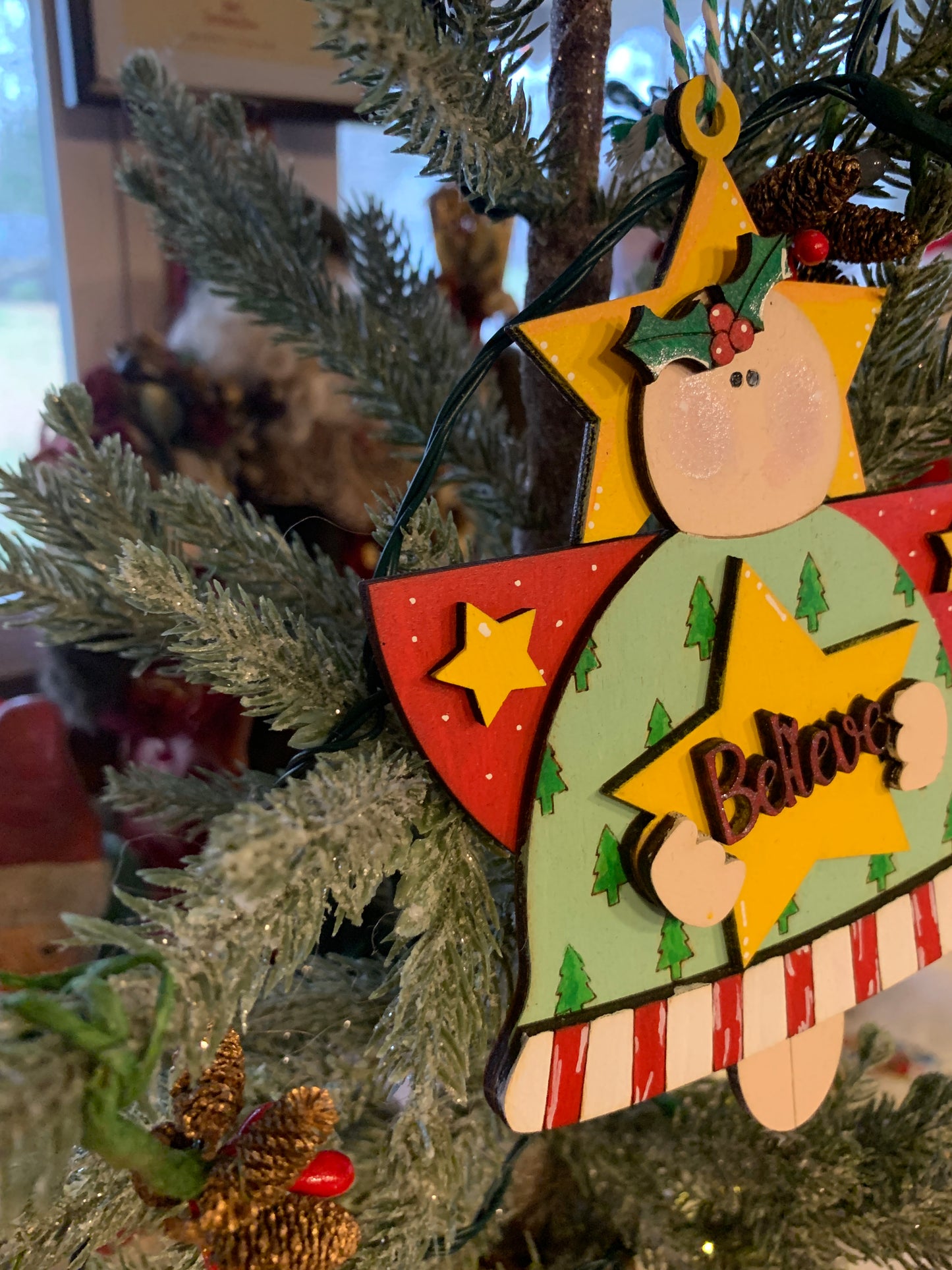 Handmade Wooden Angel Christmas Ornaments – Believe & Merry and Bright Holiday Decor