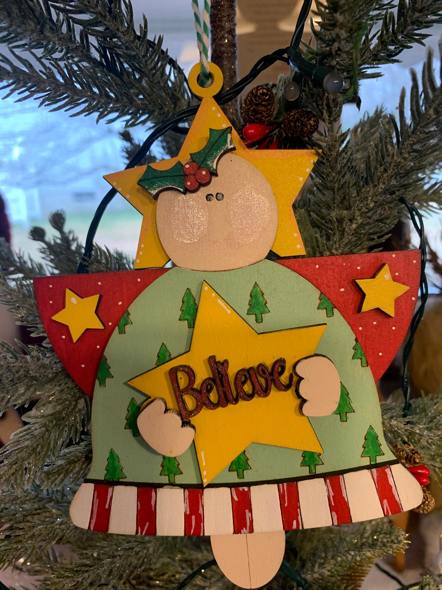 Handmade Wooden Angel Christmas Ornaments – Believe & Merry and Bright Holiday Decor
