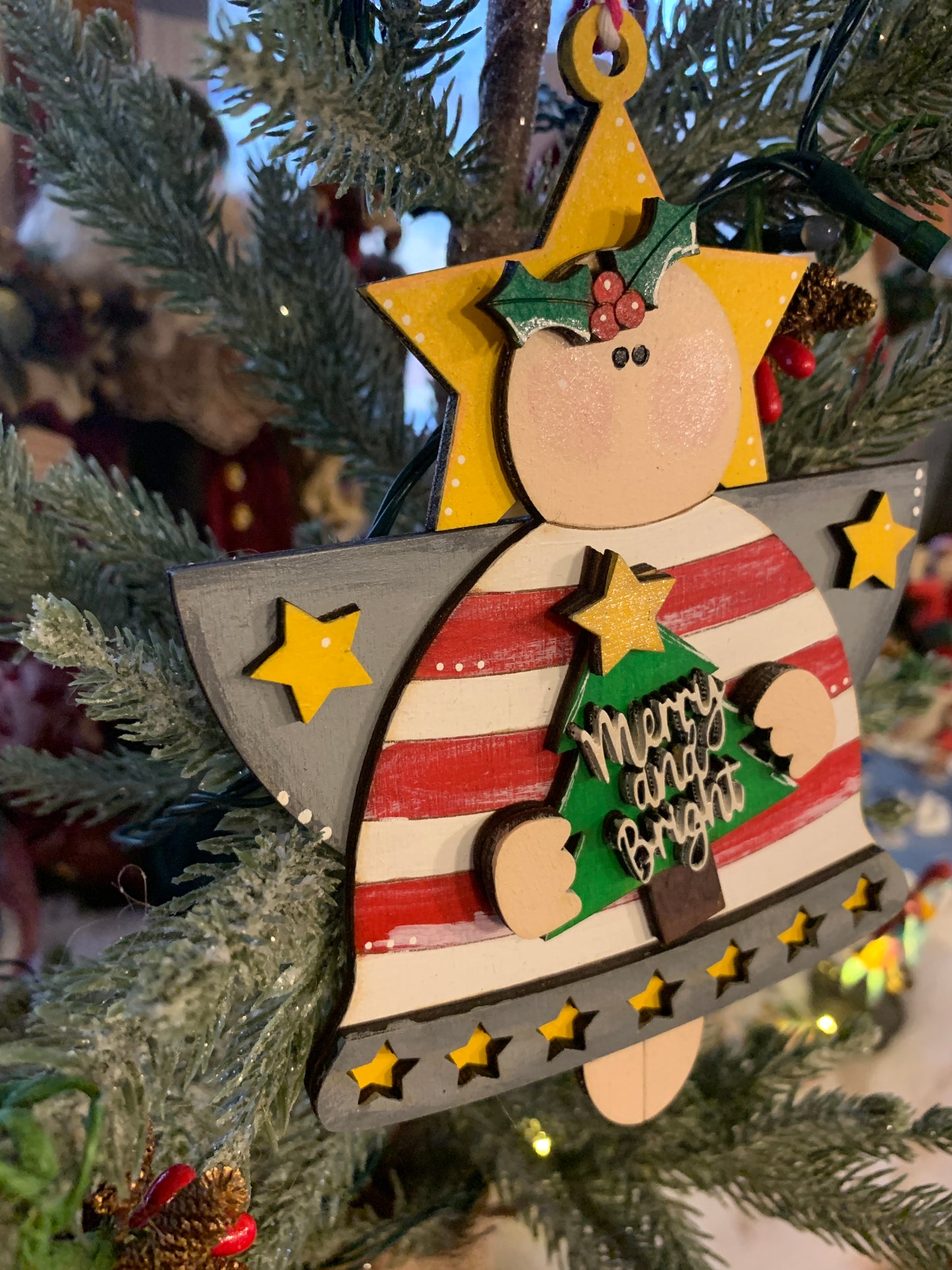 Handmade Wooden Angel Christmas Ornaments – Believe & Merry and Bright Holiday Decor