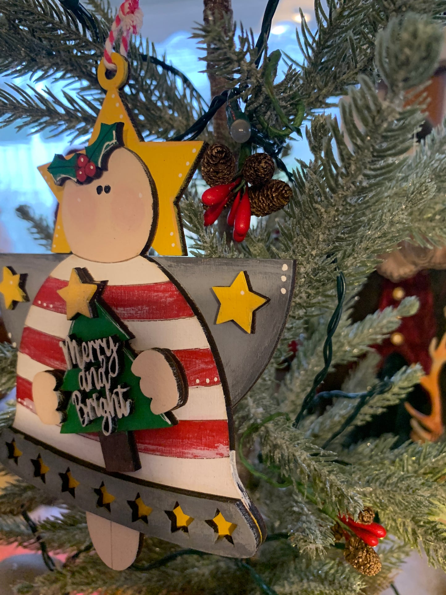 Handmade Wooden Angel Christmas Ornaments – Believe & Merry and Bright Holiday Decor