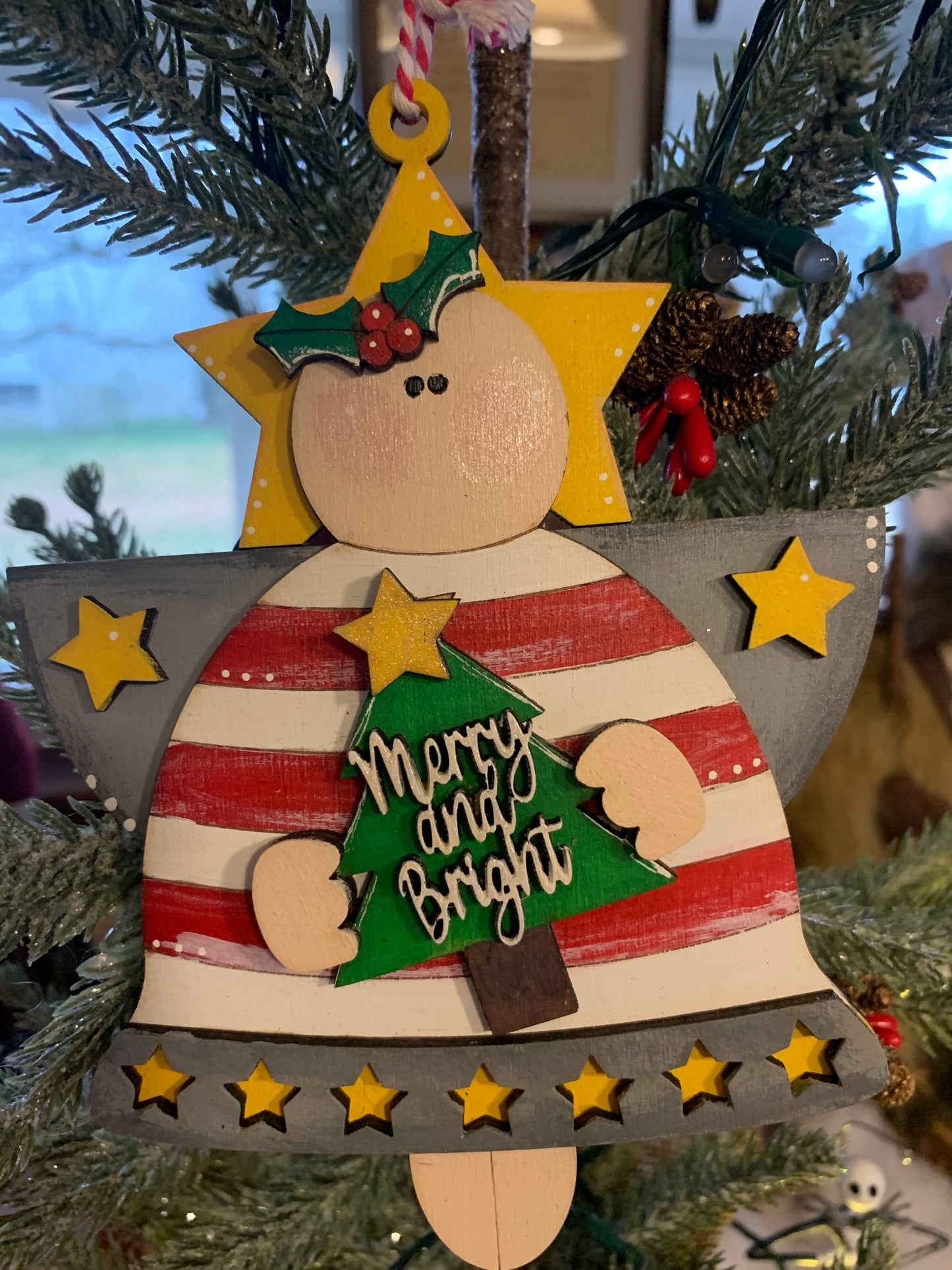 Handmade Wooden Angel Christmas Ornaments – Believe & Merry and Bright Holiday Decor