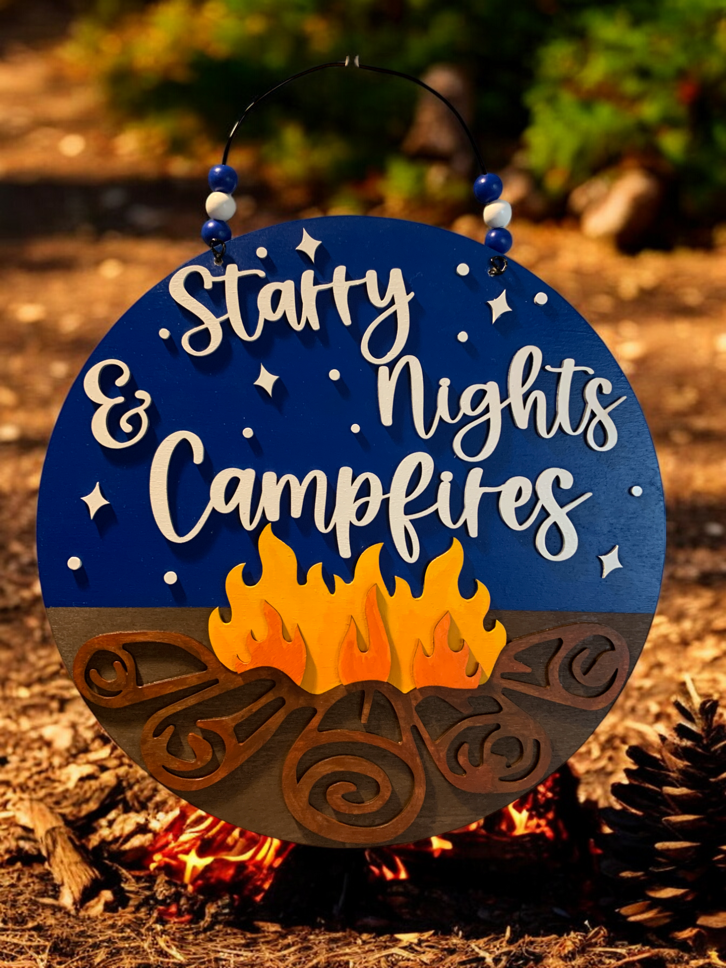 Starry Nights & Campfires Sign β Rustic Camping Decor β Cozy Outdoor Cabin Wall Art