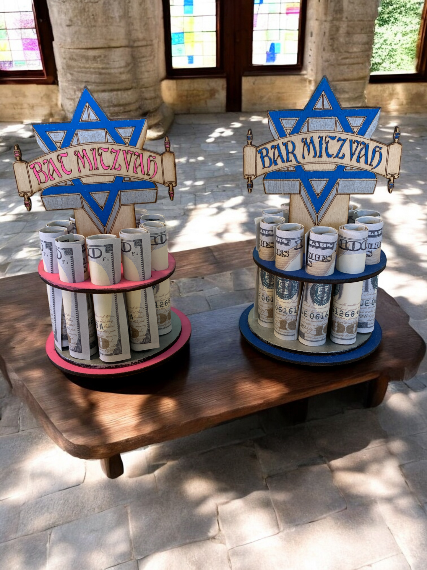Bar & Bat Mitzvah Money Tree Gift – Handmade Wooden Cash Holder for Jewish Milestone Celebration