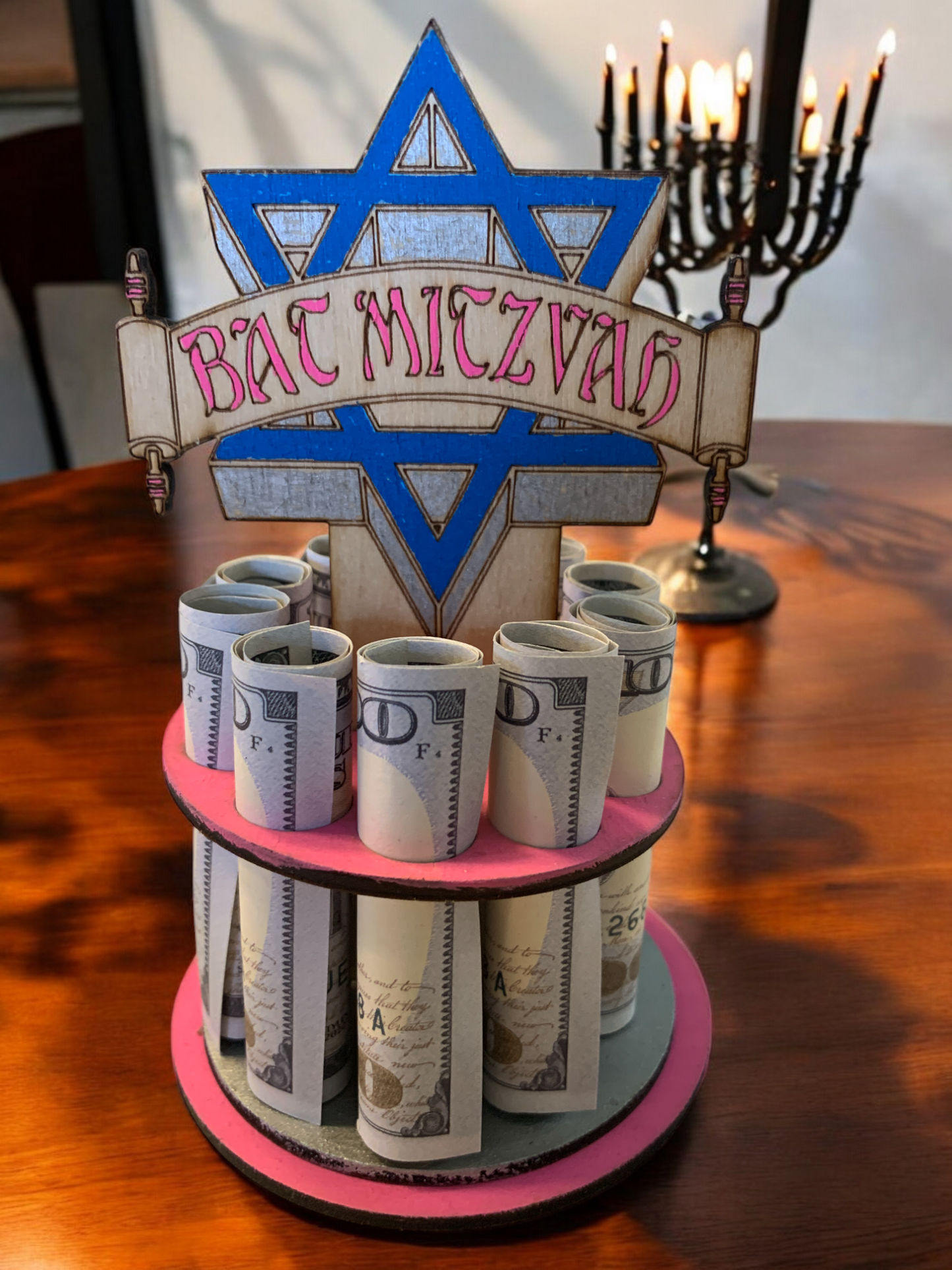 Bar & Bat Mitzvah Money Tree Gift – Handmade Wooden Cash Holder for Jewish Milestone Celebration