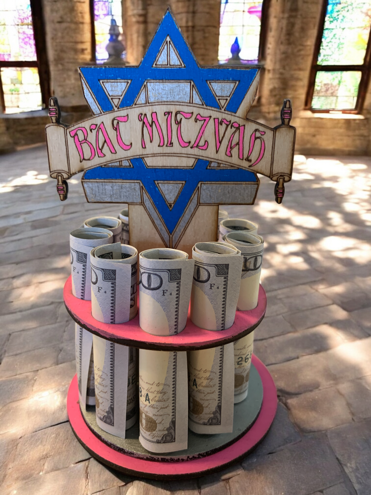 Bar & Bat Mitzvah Money Tree Gift – Handmade Wooden Cash Holder for Jewish Milestone Celebration