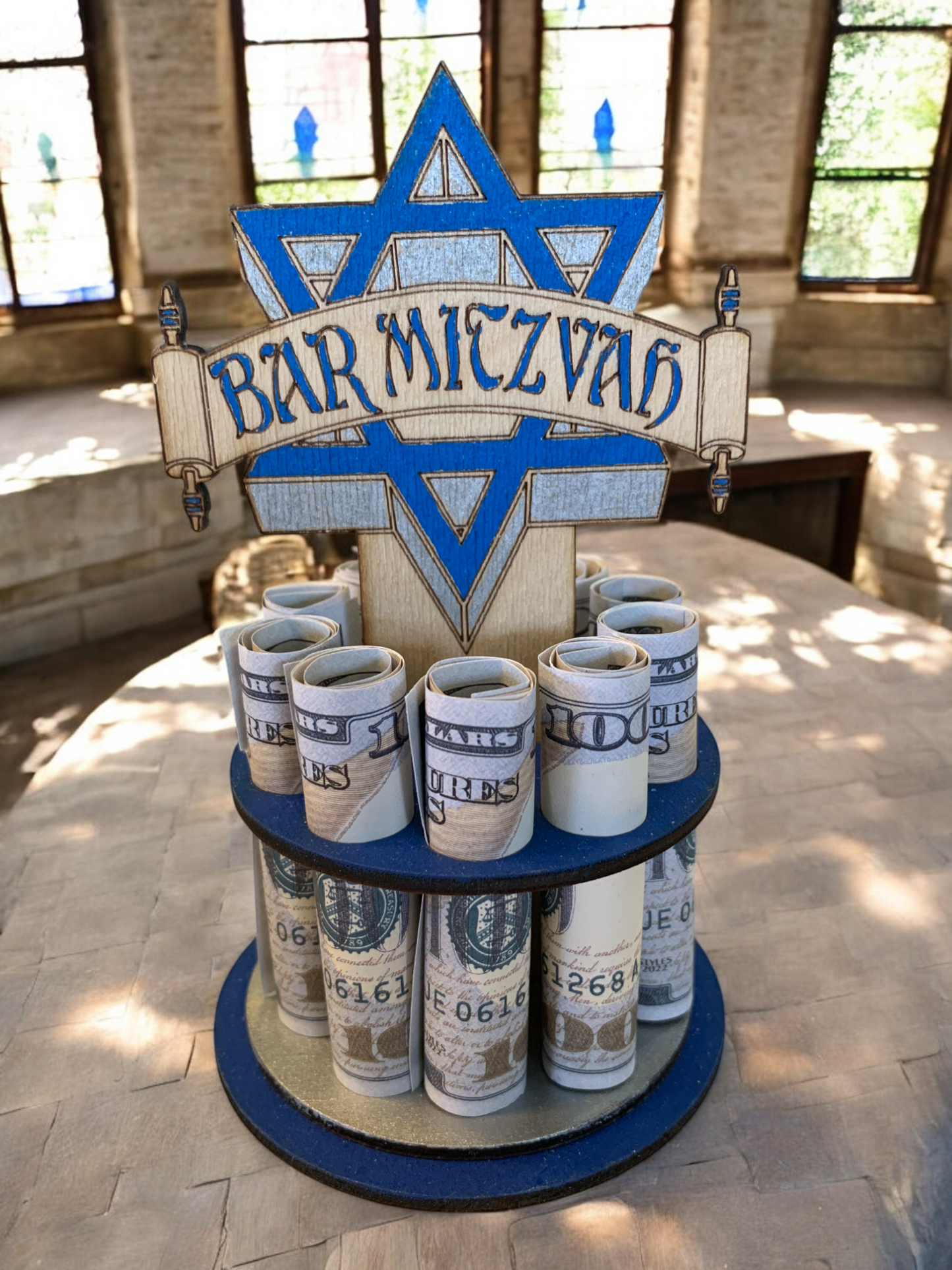 Bar & Bat Mitzvah Money Tree Gift – Handmade Wooden Cash Holder for Jewish Milestone Celebration