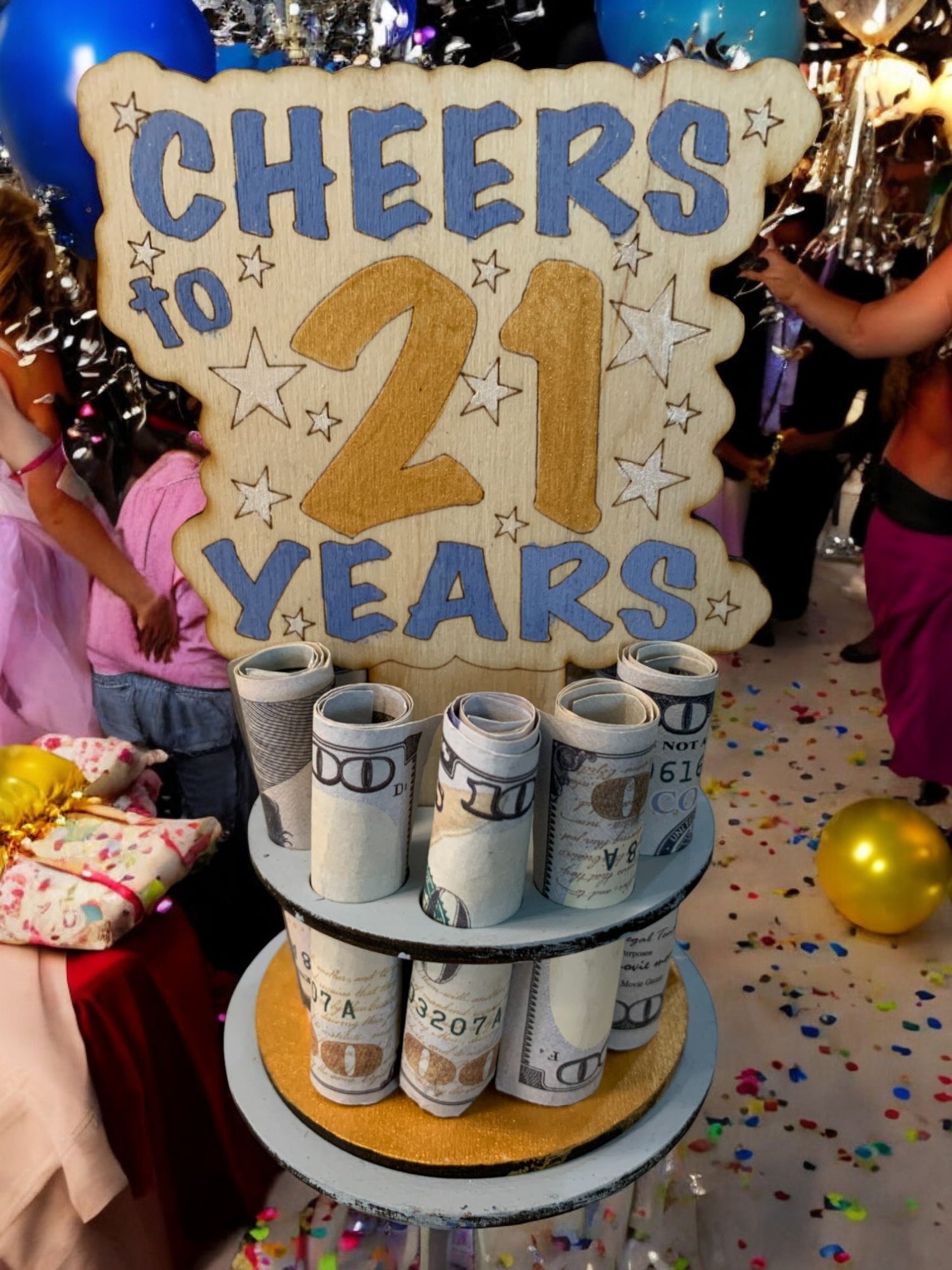 21st Birthday Money Tree Gift – Handmade Wooden Cash Holder for Milestone Celebration