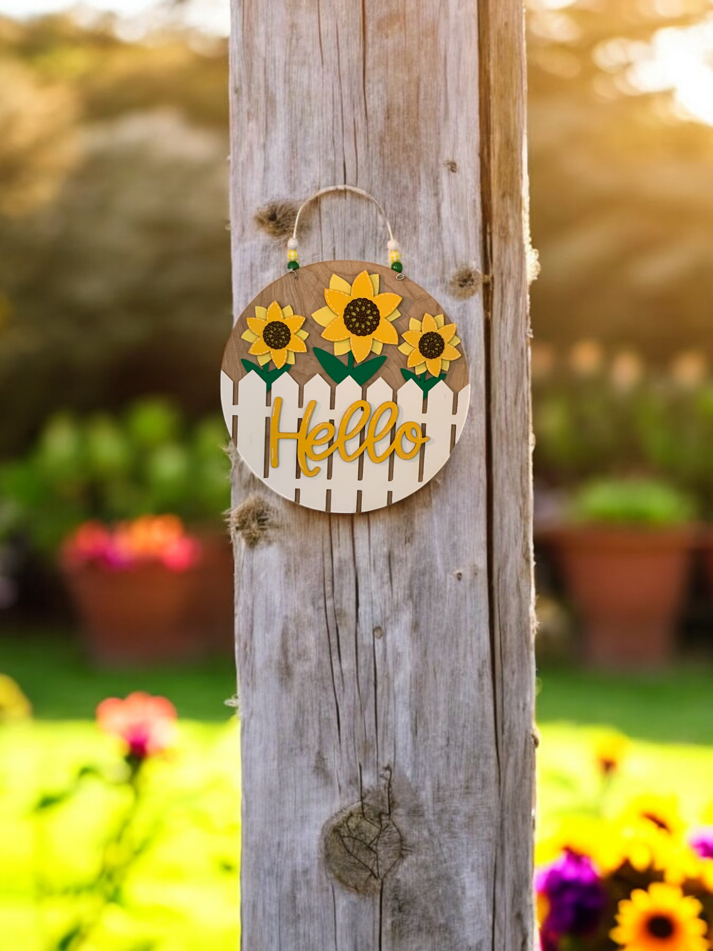 Sunflower Welcome Sign β Rustic Farmhouse Front Door Decor β Handcrafted Summer Porch Hanging