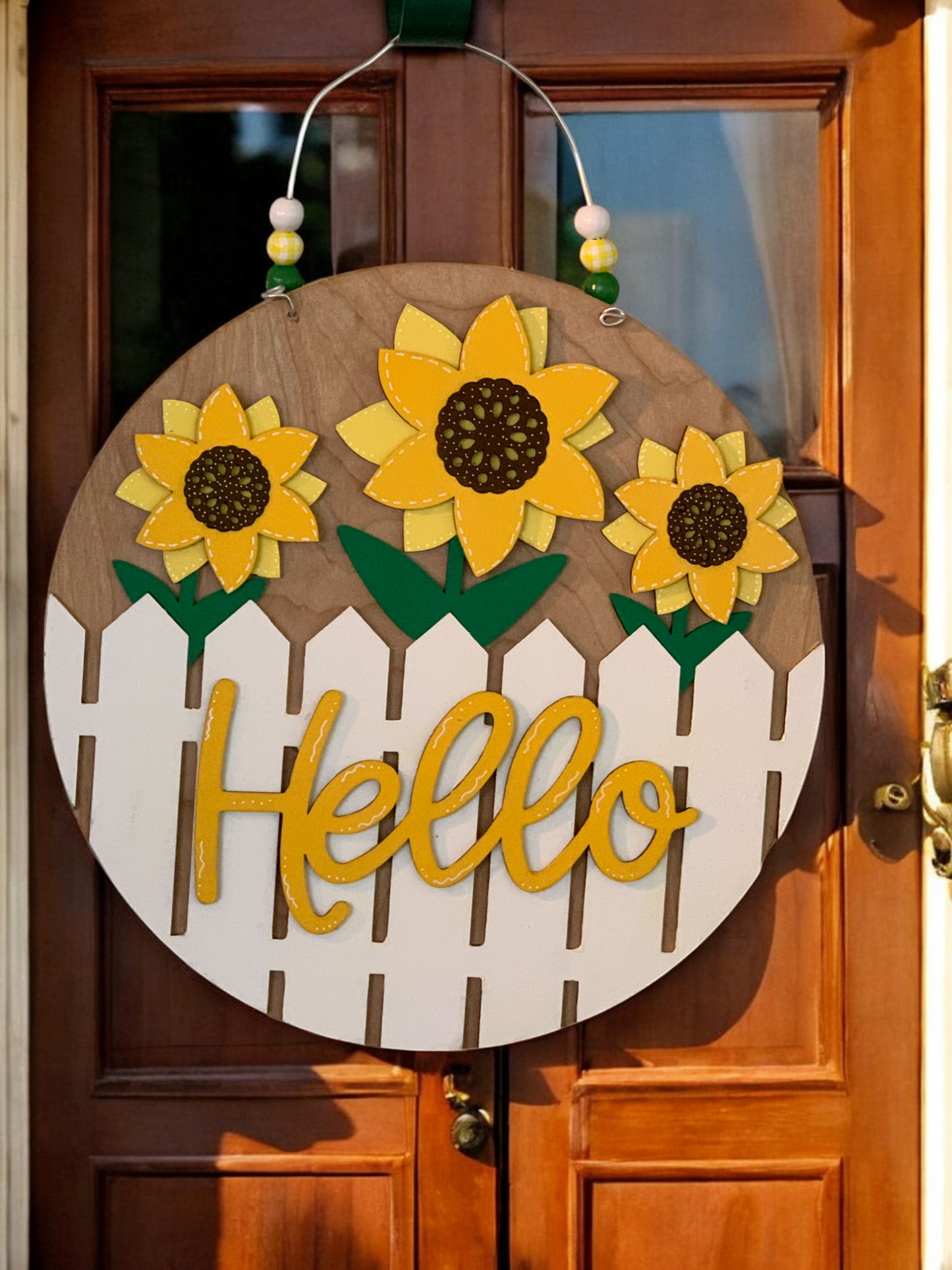 Sunflower Welcome Sign β Rustic Farmhouse Front Door Decor β Handcrafted Summer Porch Hanging