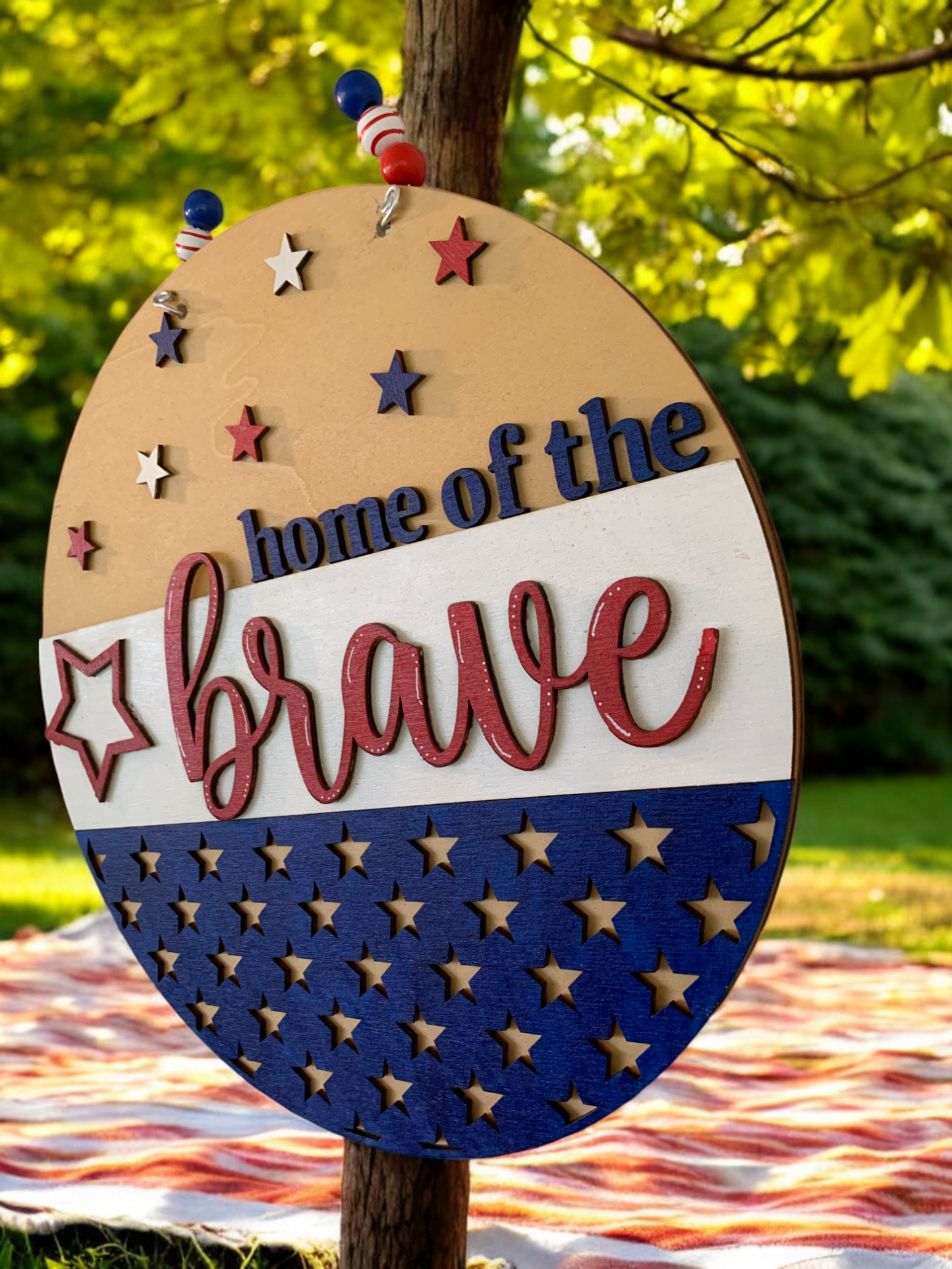 Home of the Brave 3D Wooden Sign