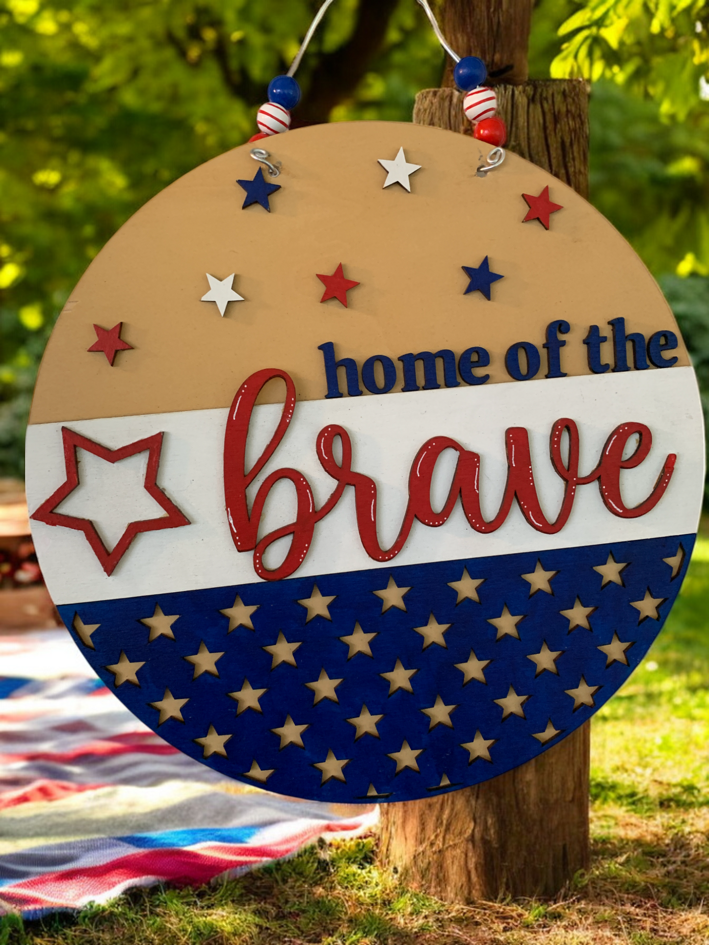Home of the Brave 3D Wooden Sign