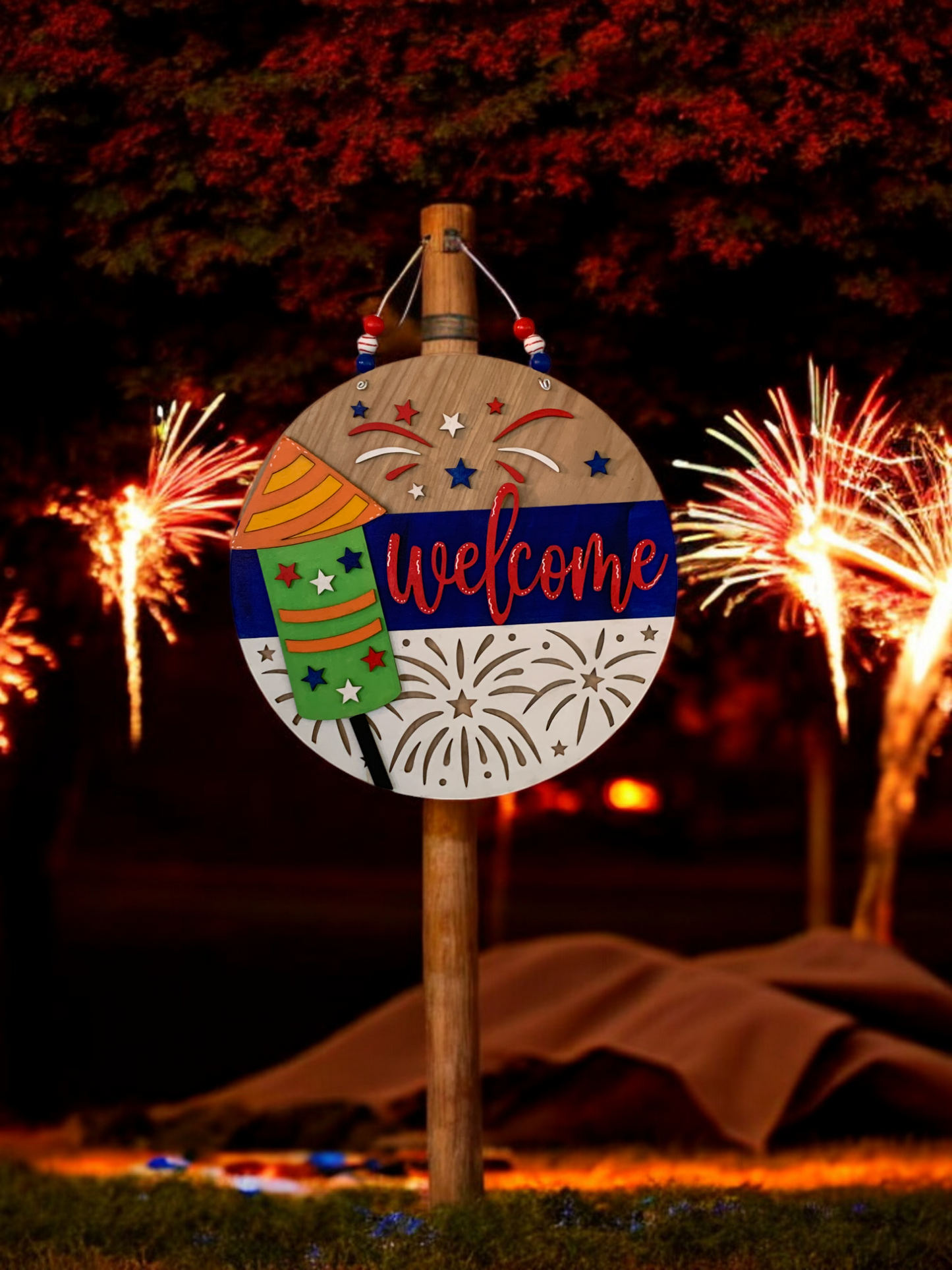 Firework Welcome 3D Sign