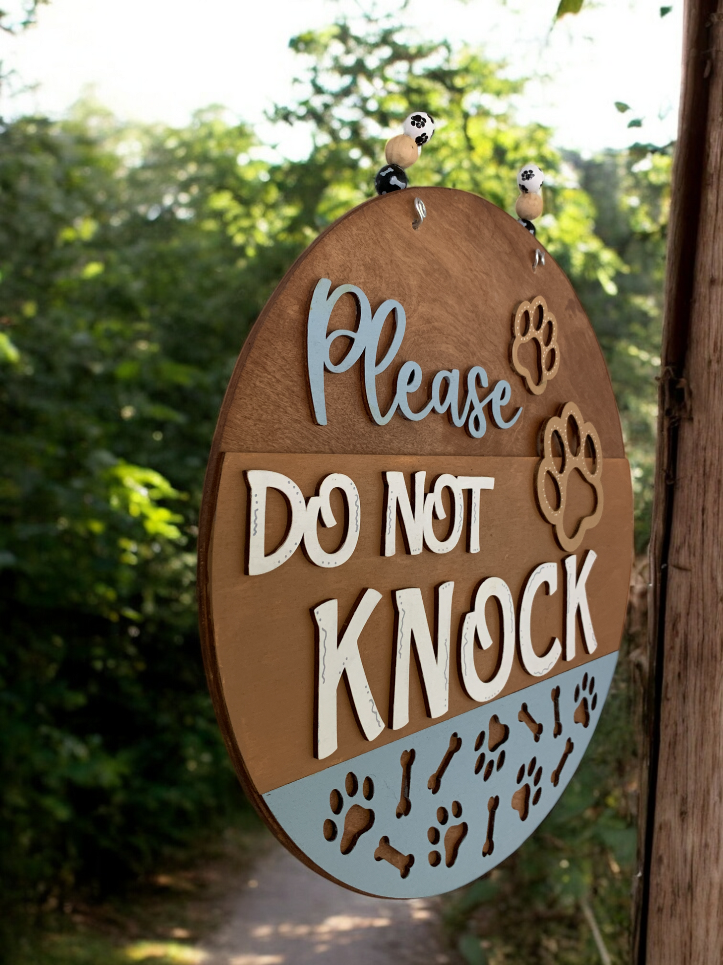 Dog Warning Door Sign β Keep Your Pets Calm & Your Home Peaceful β Handmade 3D Wooden Decor