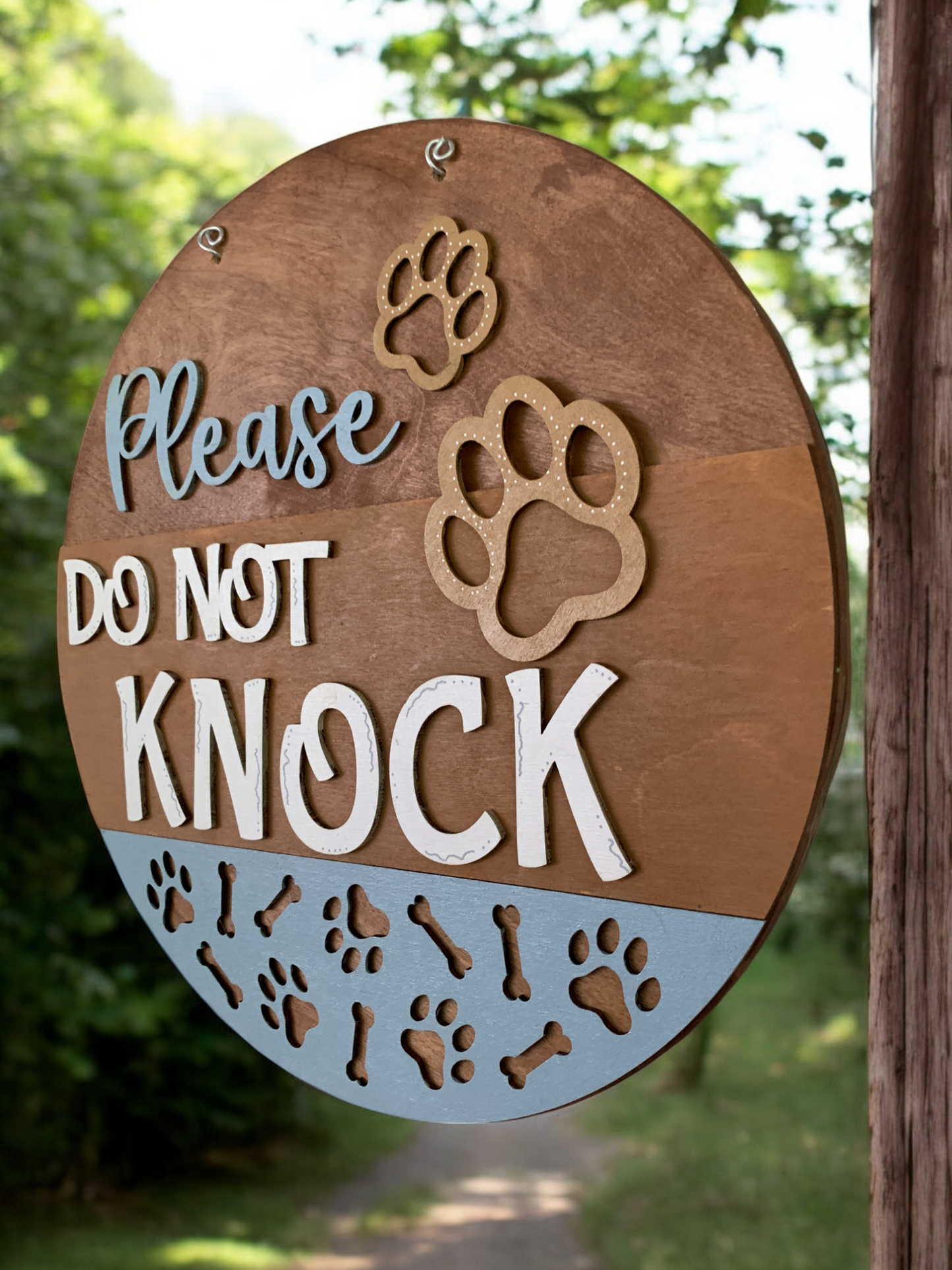 Dog Warning Door Sign β Keep Your Pets Calm & Your Home Peaceful β Handmade 3D Wooden Decor
