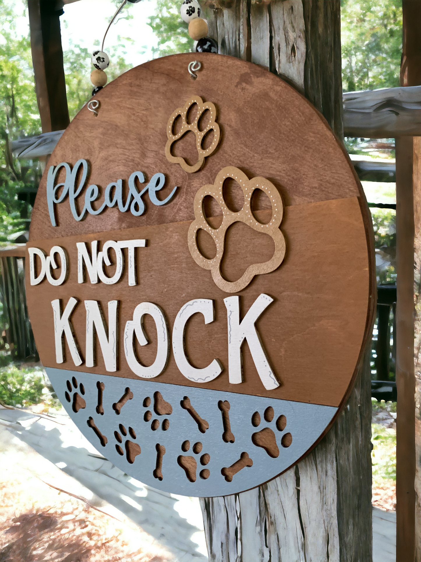 Dog Warning Door Sign β Keep Your Pets Calm & Your Home Peaceful β Handmade 3D Wooden Decor
