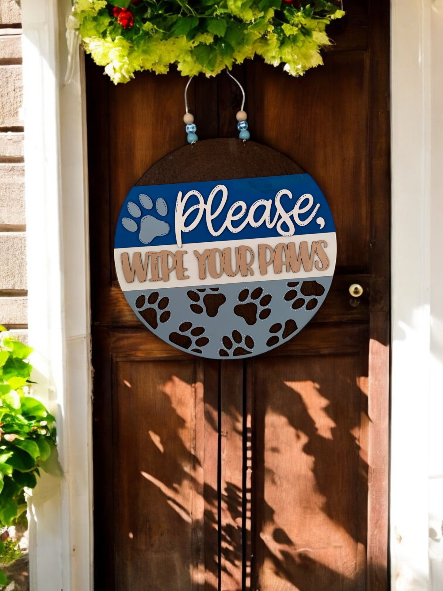 Wipe Your Paws Sign β Handmade 3D Wooden Dog Paw Print Entryway Decor for Pet Lovers