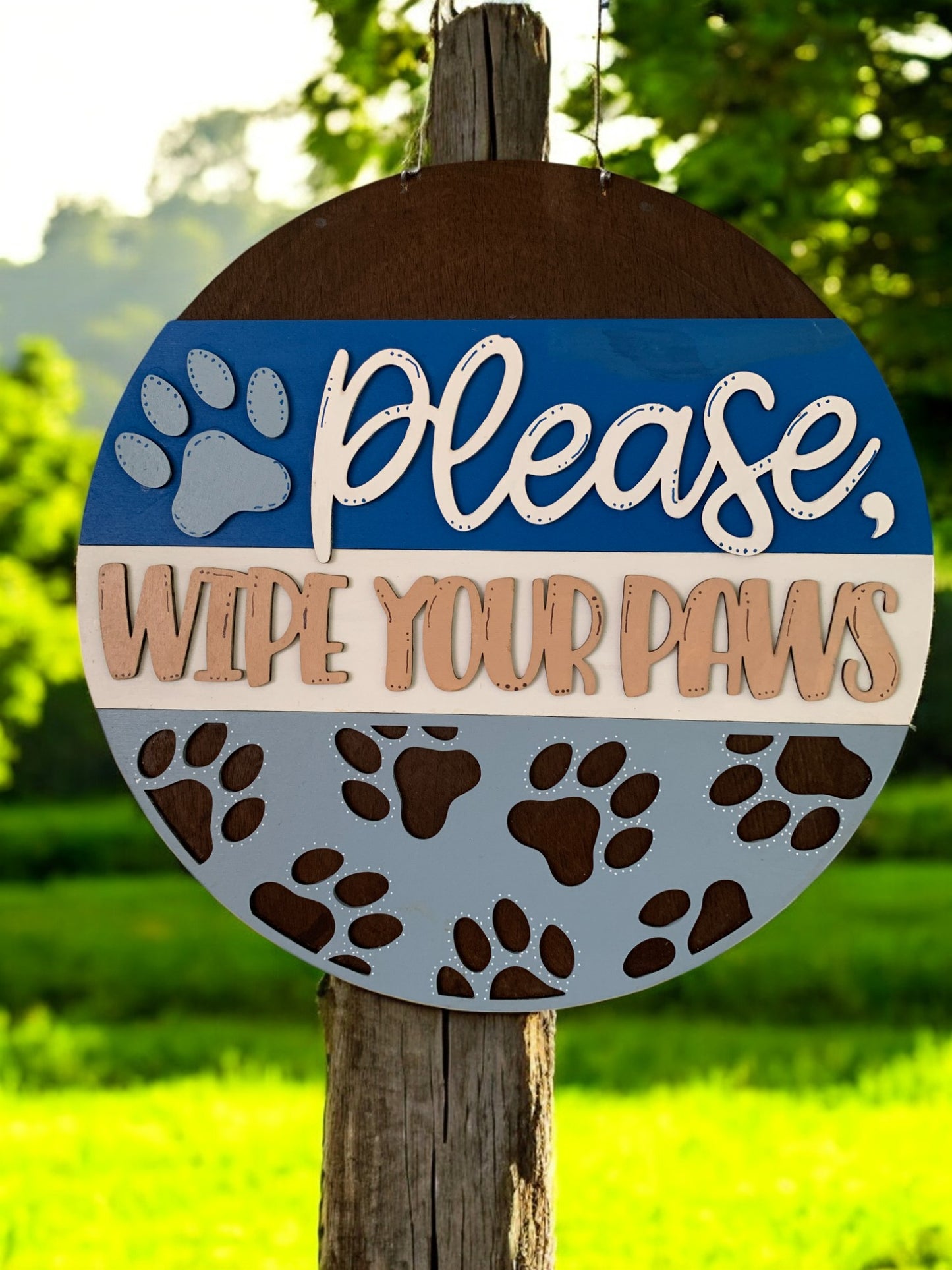Wipe Your Paws Sign β Handmade 3D Wooden Dog Paw Print Entryway Decor for Pet Lovers