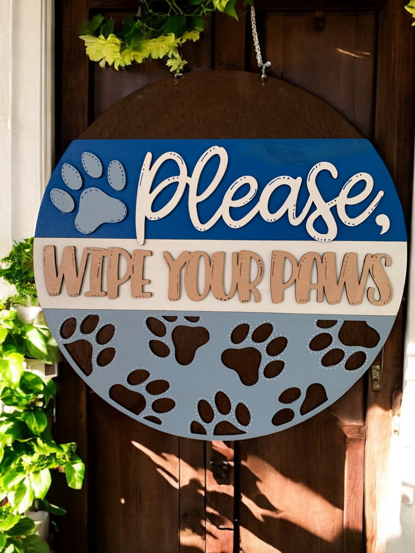 Wipe Your Paws Sign β Handmade 3D Wooden Dog Paw Print Entryway Decor for Pet Lovers